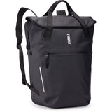 Thule Shield 23L waterproof backpack with InLock bike rack attachment, shown with secure straps and rugged design.
