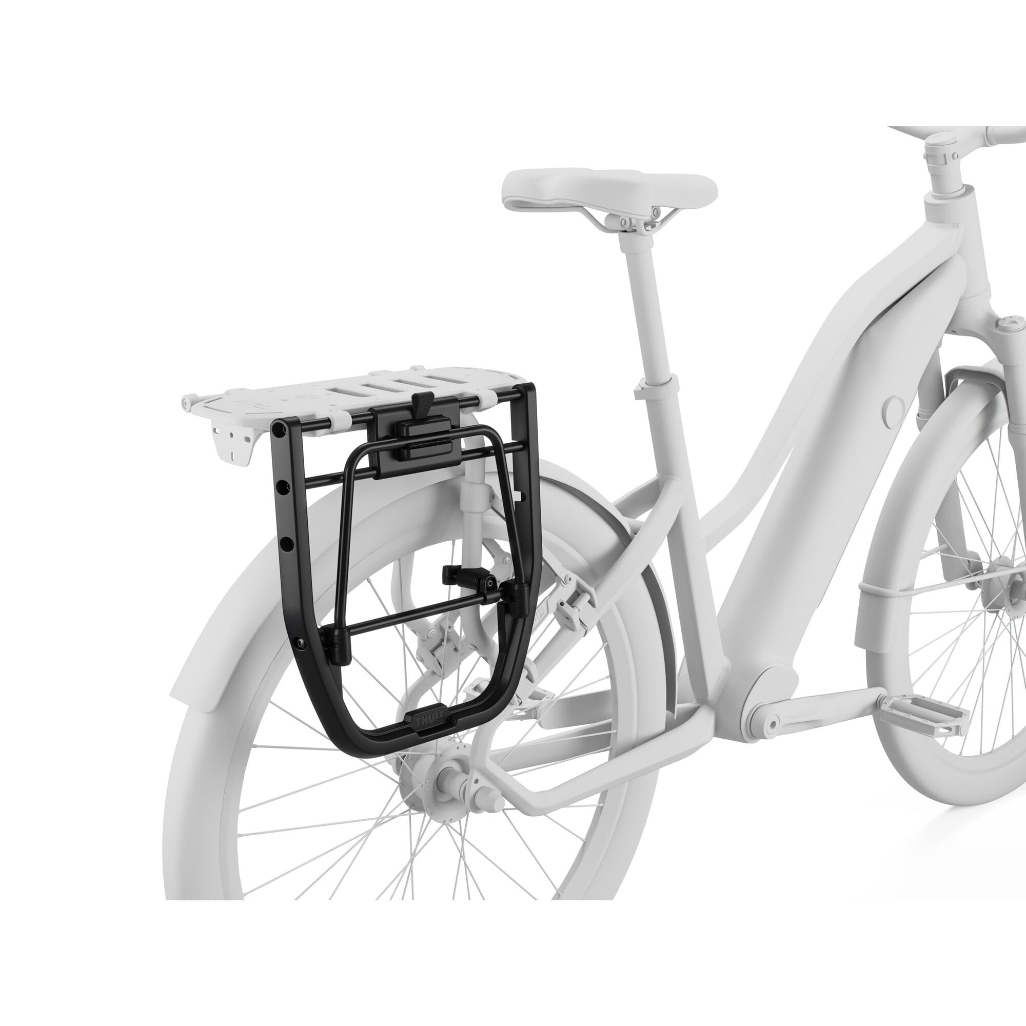 Thule InLock universal panel accessory for secure attachment of Thule bike bags and racks, shown with mounting components.