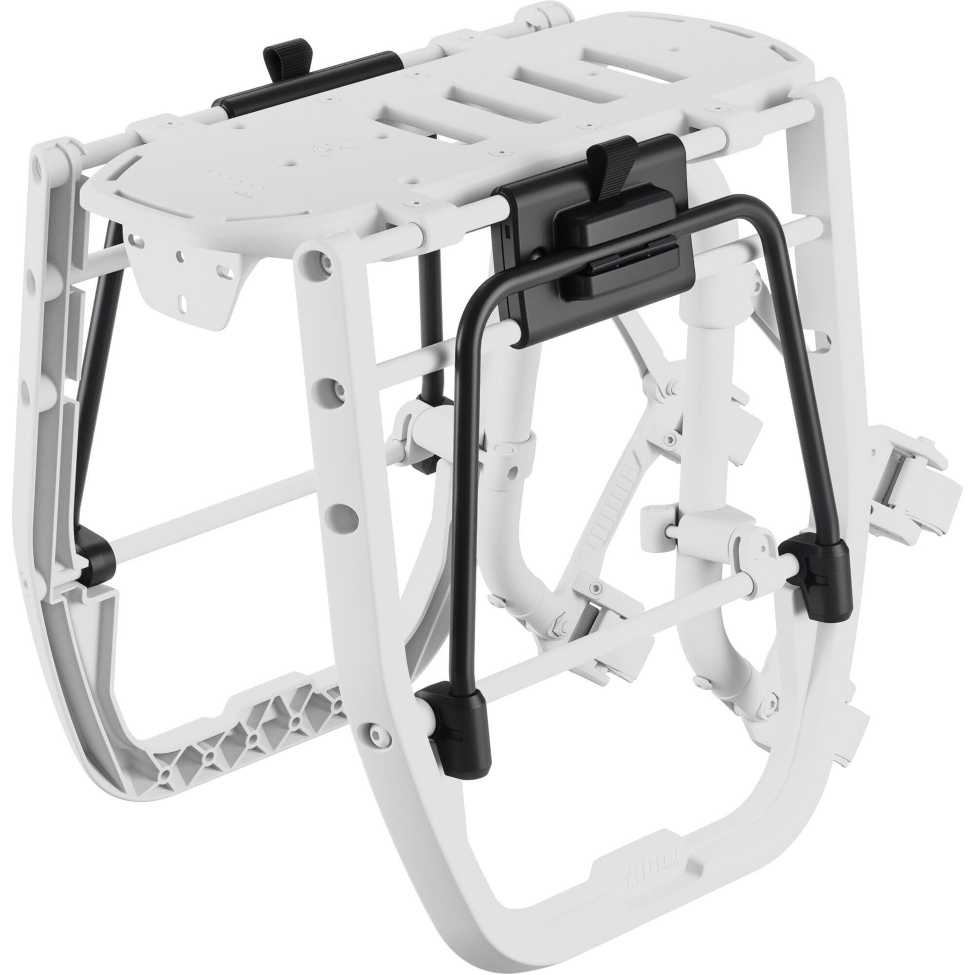 Thule InLock Adapter Set for secure bike bag attachment and quick release, shown with bike and accessories in a cycling setup