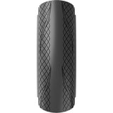Vittoria Rubino Pro IV G2.0 clincher foldable road bike tyre in black with tan sidewalls, showing tread pattern and side profile.