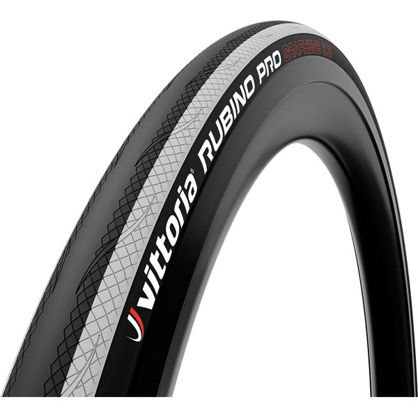Vittoria Rubino Pro IV G2.0 clincher road bike tyre with folding bead in black and white, designed for performance cycling.