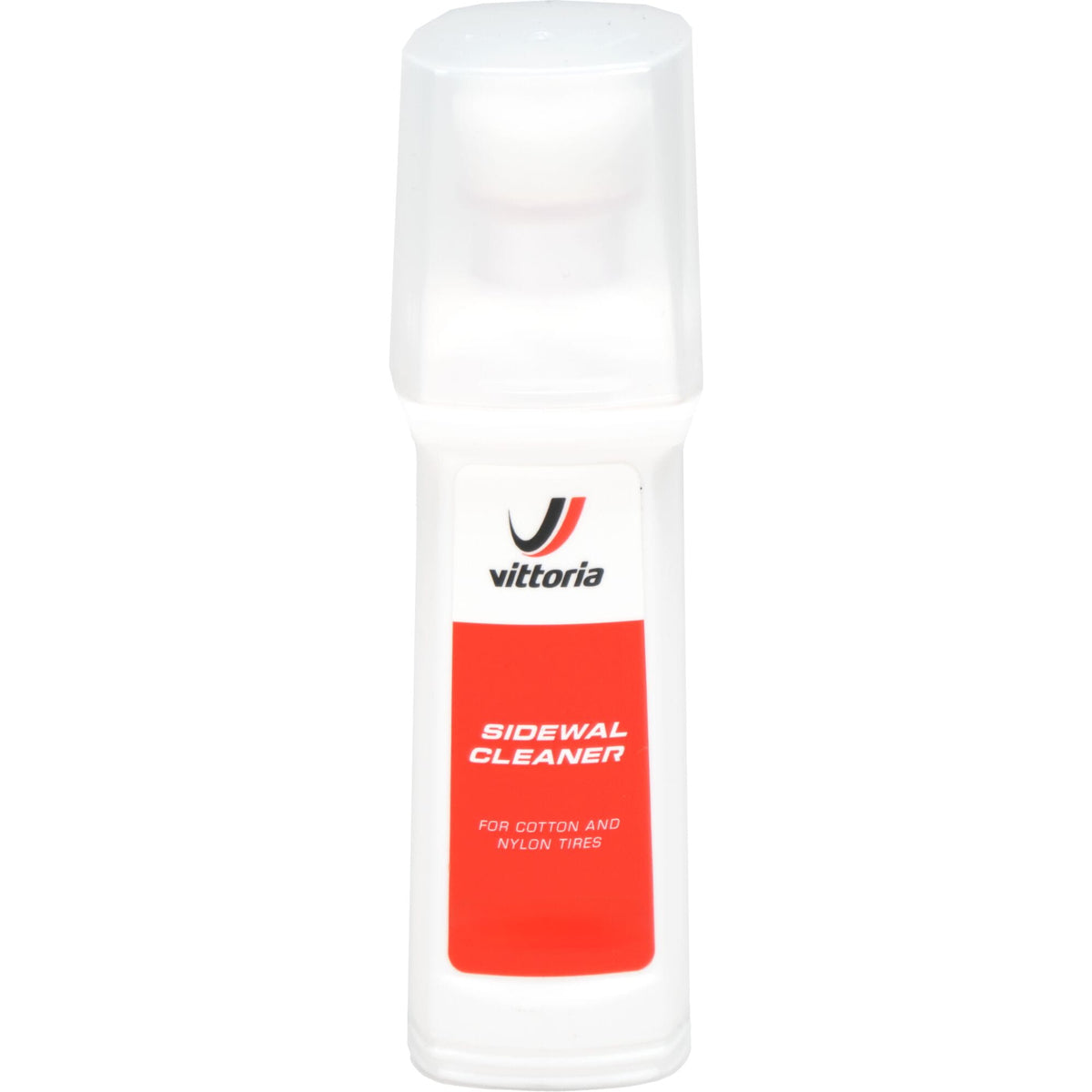 Vittoria Cotton Sidewall Cleaner with sponge for bicycle tyre maintenance, featuring a white sponge and cleaning solution on the sidewall