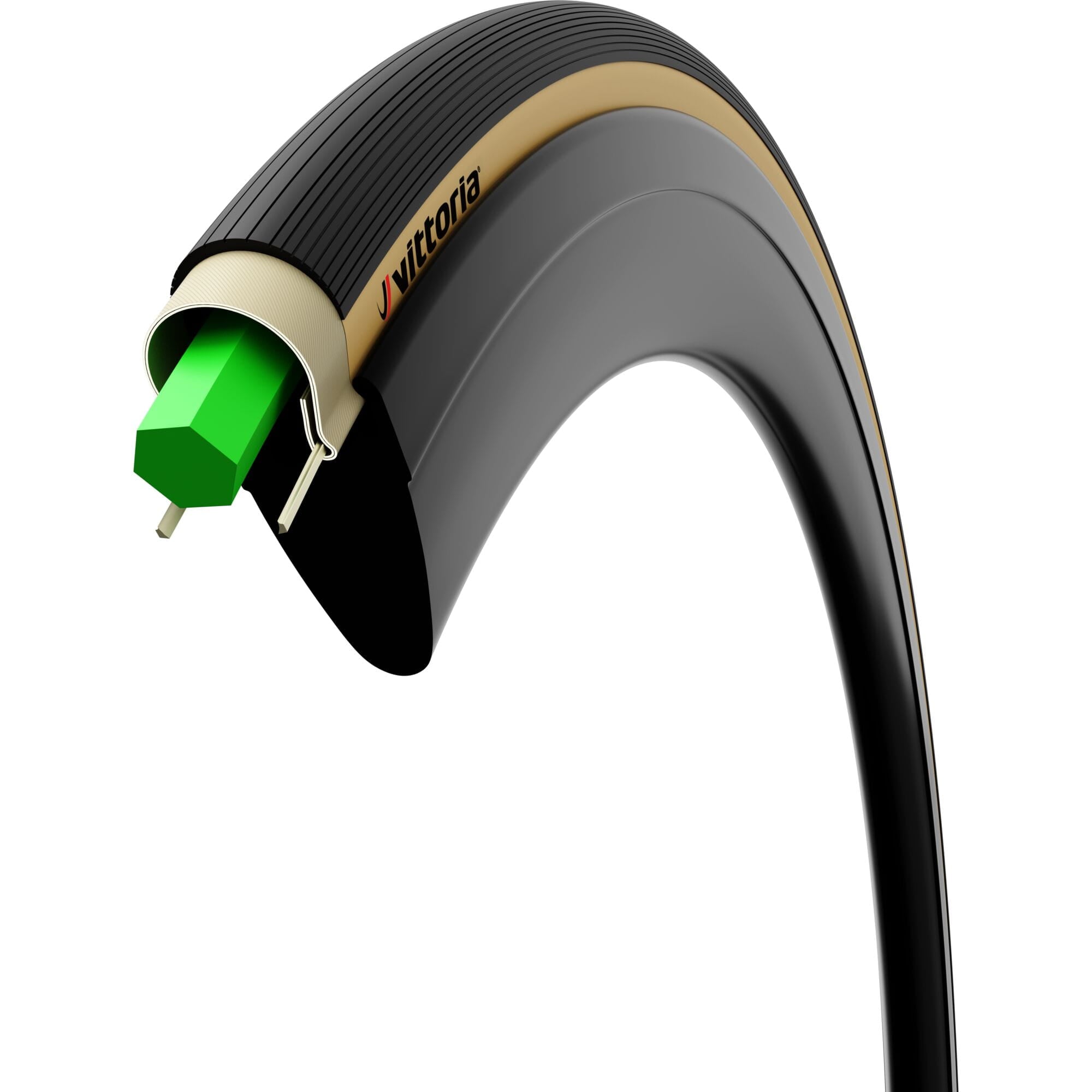 Vittoria Air-Liner Light tubeless road tyre insert with run-flat protection, shown installed inside a bicycle tire.