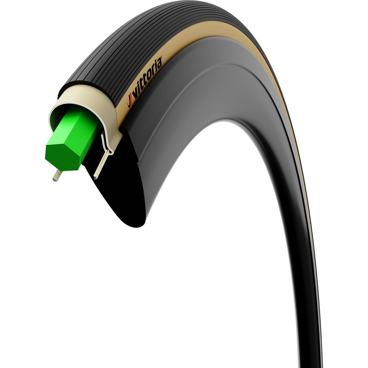 Vittoria Air-Liner Light tubeless road tyre insert with run-flat protection, shown installed inside a bicycle tire.