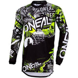 Youth MTB jersey by Oneal featuring breathable fabric and built-in elbow protection for active mountain biking.