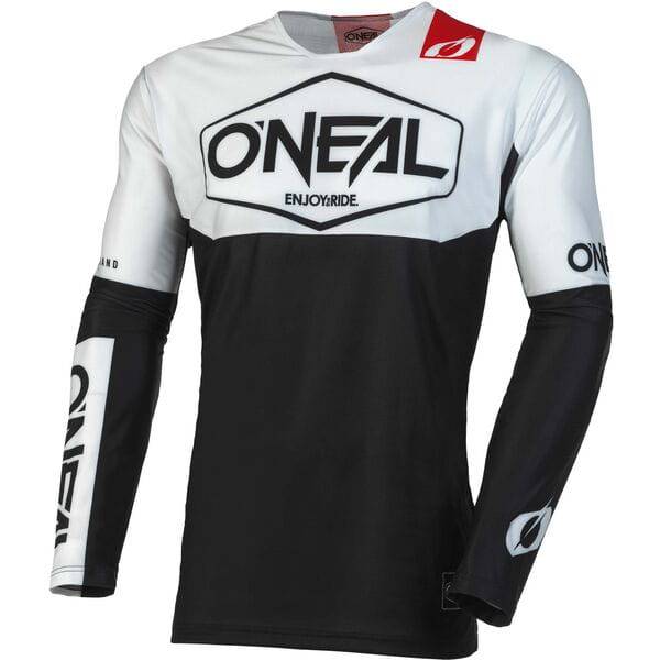 Youth MTB jersey by Oneal, Mayhem HEXX V.23 slim-fit breathable riding shirt with vibrant design and moisture-wicking fabric.