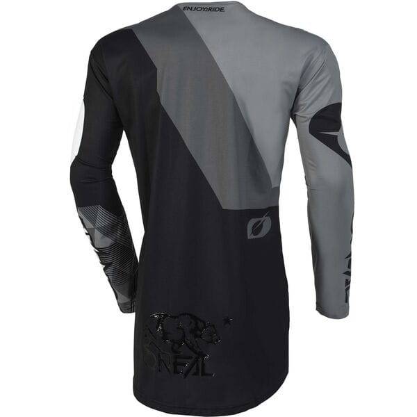 Oneal Mayhem Covert V.23 MTB jersey in slim fit with sublimated graphics and silicone grip for mountain biking comfort.