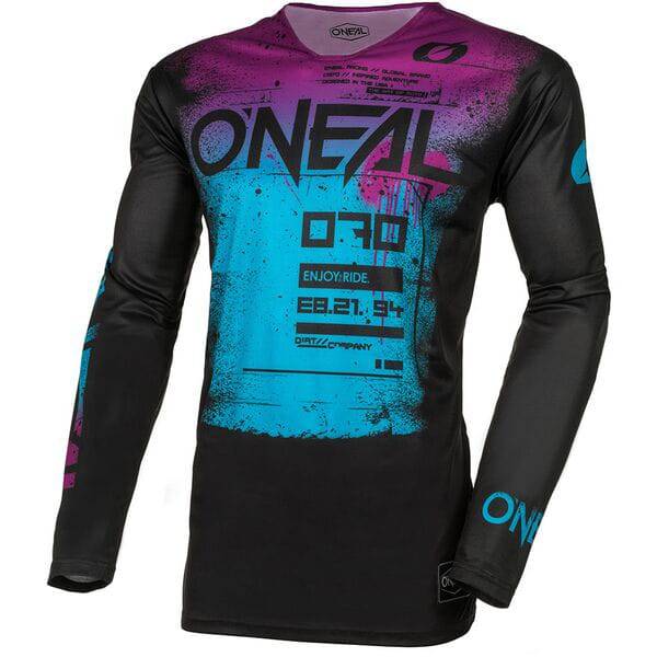 Oneal Mayhem Scarz V.24 MTB jersey in slim fit, fast-drying performance shirt with bold graphic design and moisture-wicking fabric.