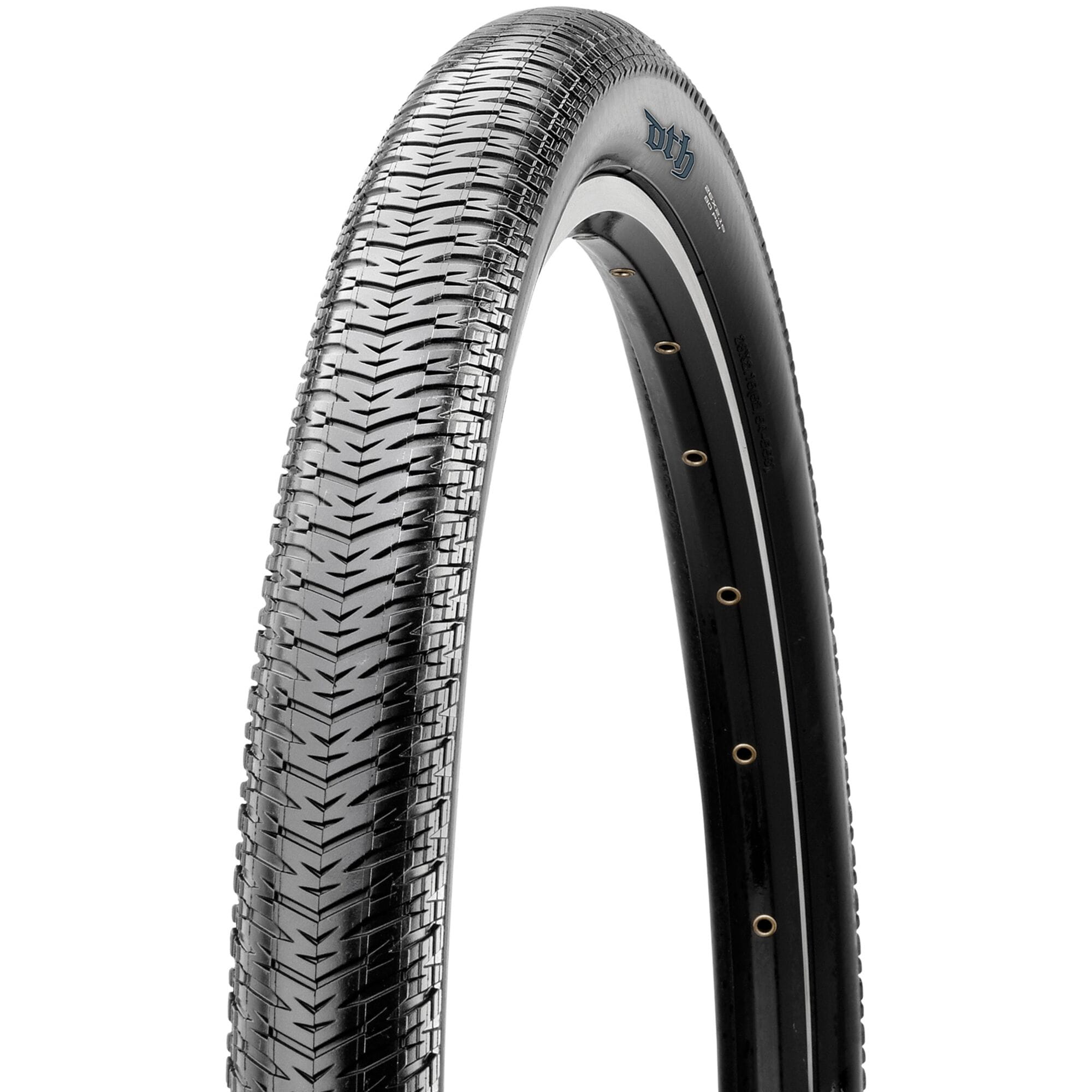 Maxxis DTH 26x2.30 MTB tire with tanwall, dual compound, 60 TPI, wire bead, and EXO protection for mountain biking.