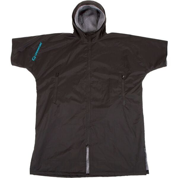 Lifeventure X-Large fleece-lined changing robe with waterproof windproof outdoor gear, showing the cozy fleece interior and waterproof exterior.
