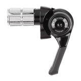 MicroSHIFT MTB drop bar bike shifters with adjustable indexed and friction modes, mounted on handlebars for easy gear changes.