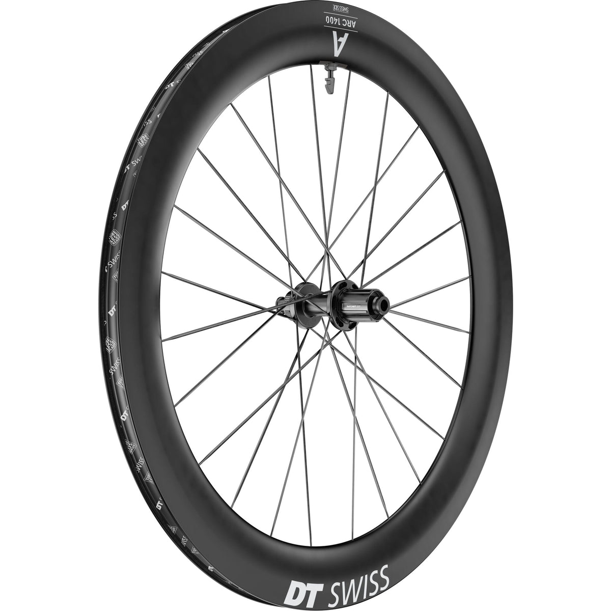 DT Swiss ARC 1400 DICUT disc brake wheel, carbon clincher 65 x 22 mm rim, rear