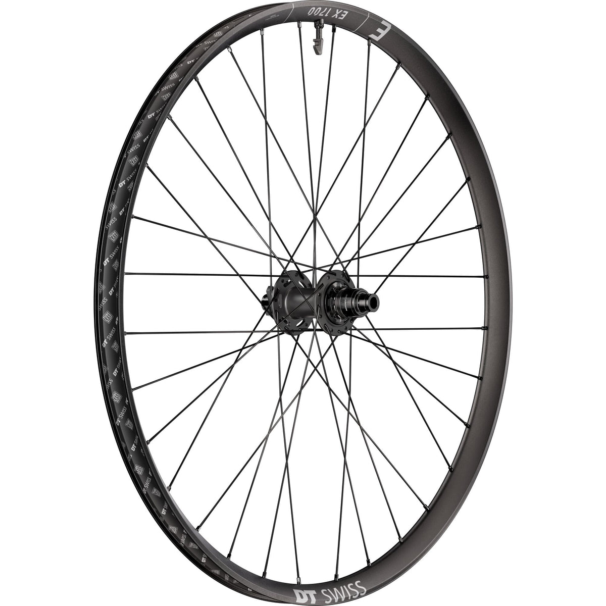 DT Swiss EX 1700 27.5-inch rear wheel with 30mm rim, BOOST 12x148mm axle, Sram XD hub.