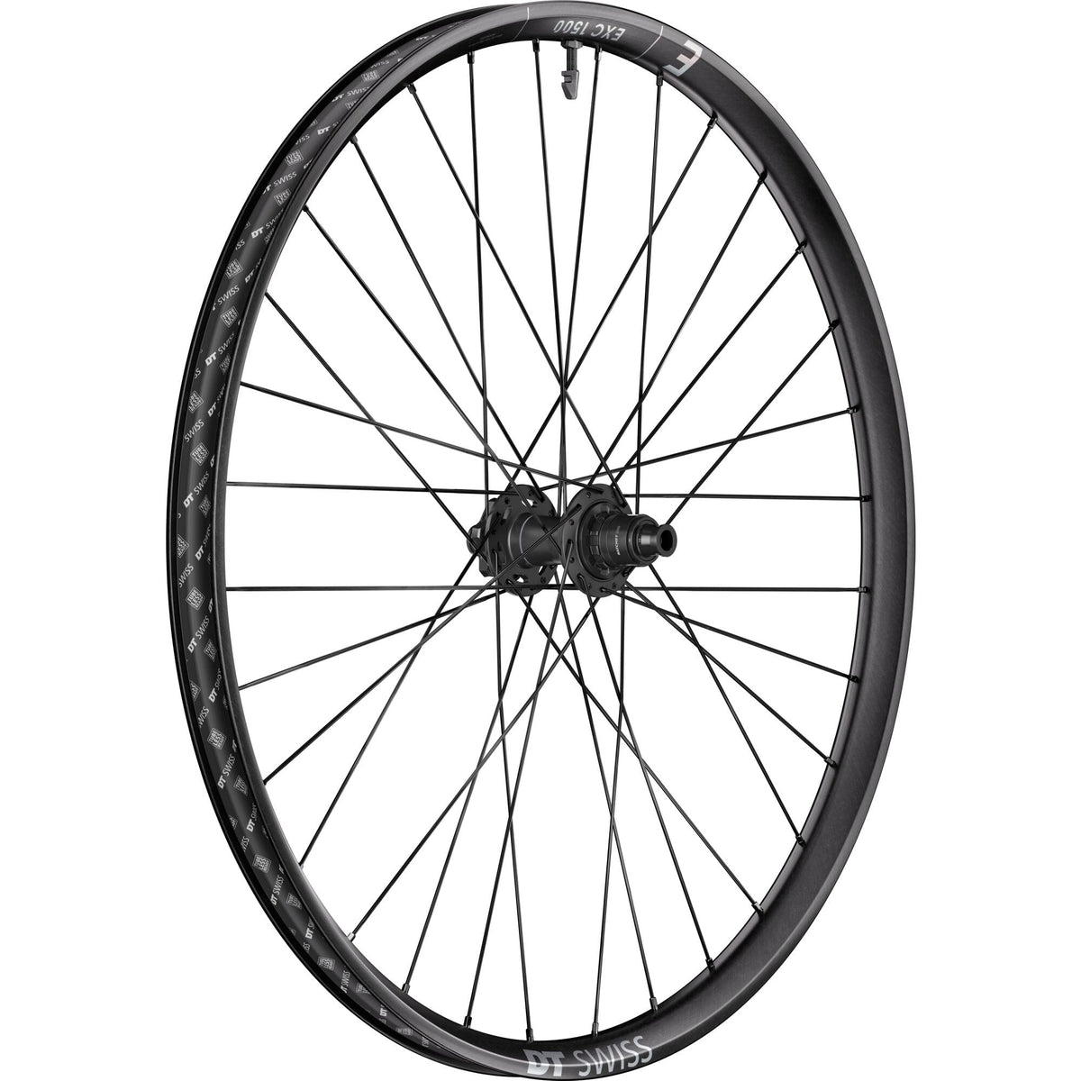 DT Swiss EXC 1500 29-inch rear mountain bike wheel with 30mm rim, BOOST axle, MICRO SPLINE/XD freehub for mountain biking.
