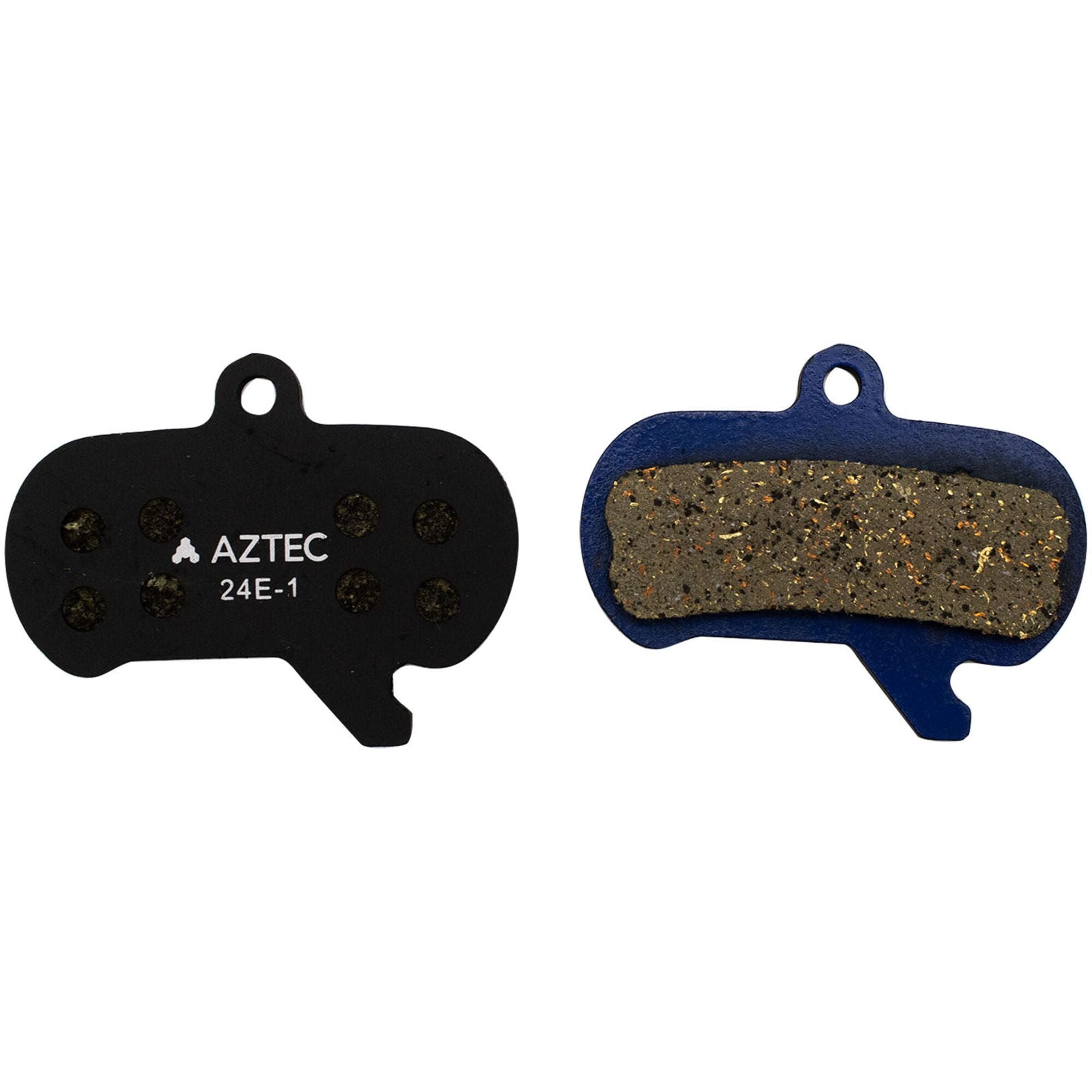 Aztec Organic Disc Brake Pads for Sram Maven and Tektro, showing the quiet, reliable brake pad components for bicycle braking systems.