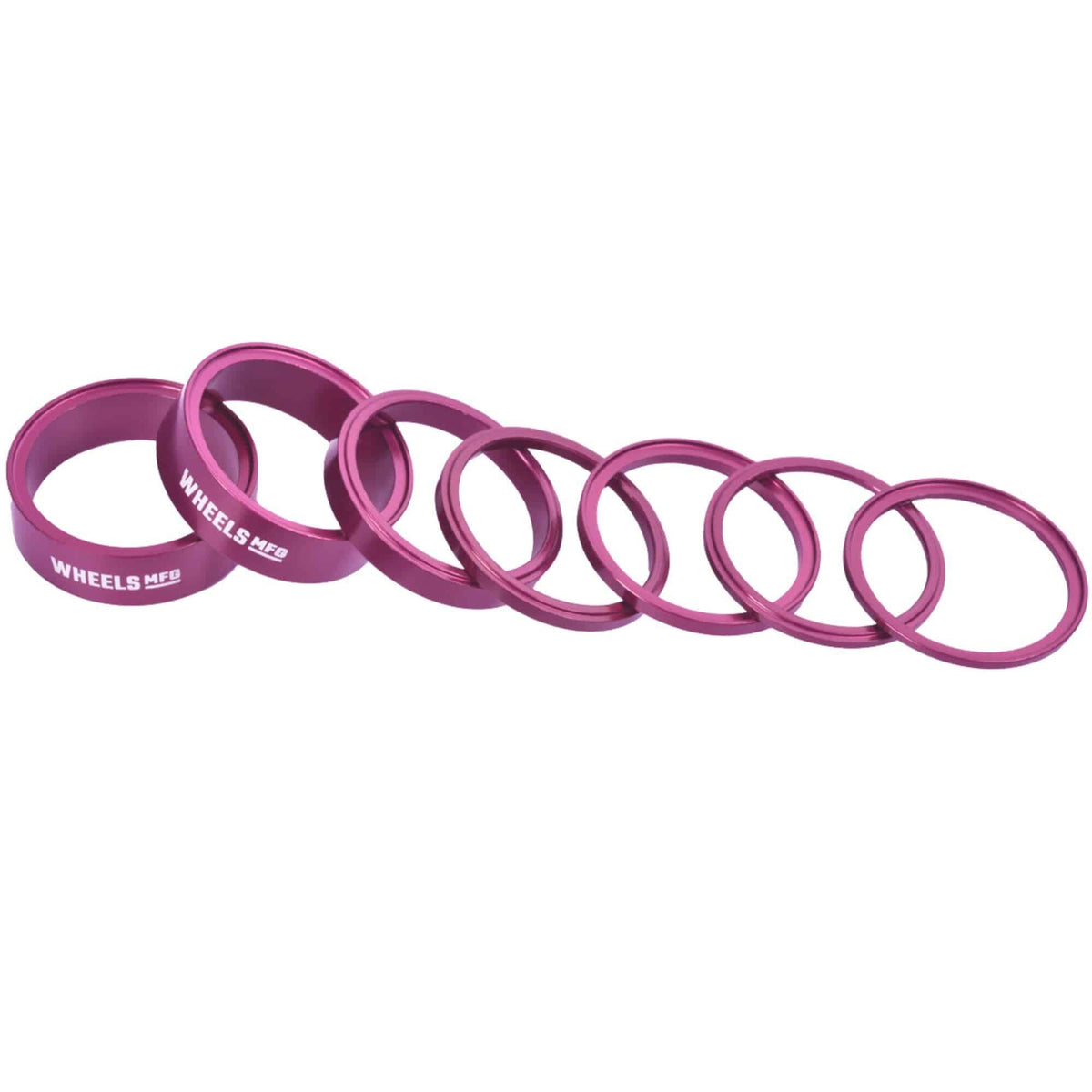 Wheels Manufacturing StackRight headset spacer kit for bike steering, featuring multiple spacers and precise component design.