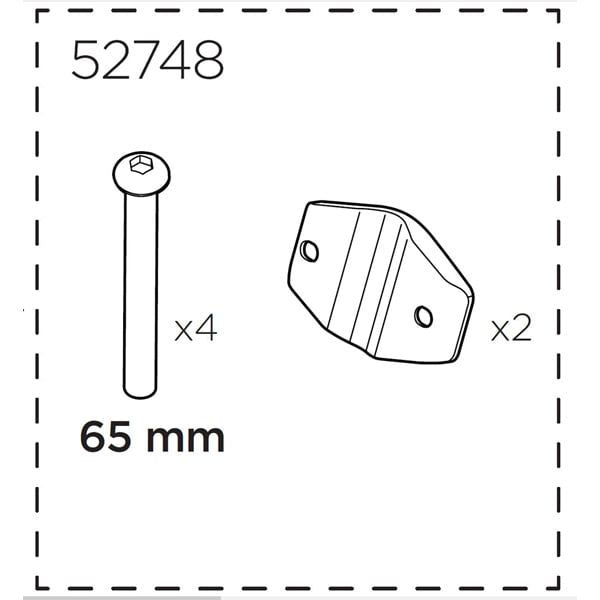 Thule Yepp Maxi rear plate and screw replacement kit for child seat stability, shown with included hardware on a plain background.