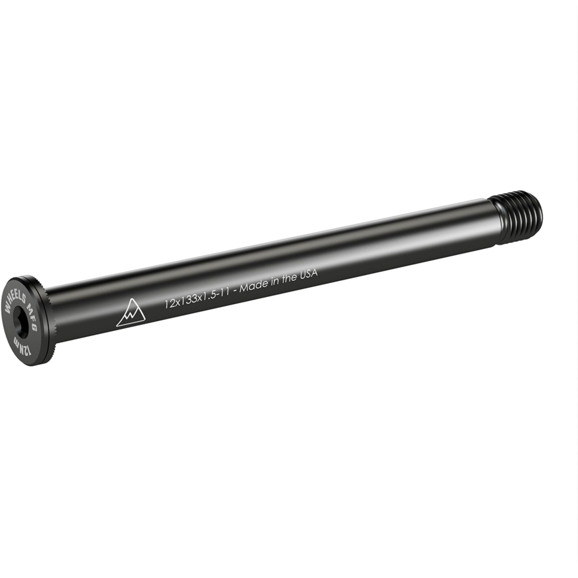 Wheels Manufacturing 12mm Thru-Axle for bikes, 133mm length, M12 x 1.5mm thread, 15mm diameter, metal bike component