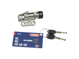 Silver Abus lock accessory for Bosch Rib Downtube Battery on e-bike, providing security for 2019 models.