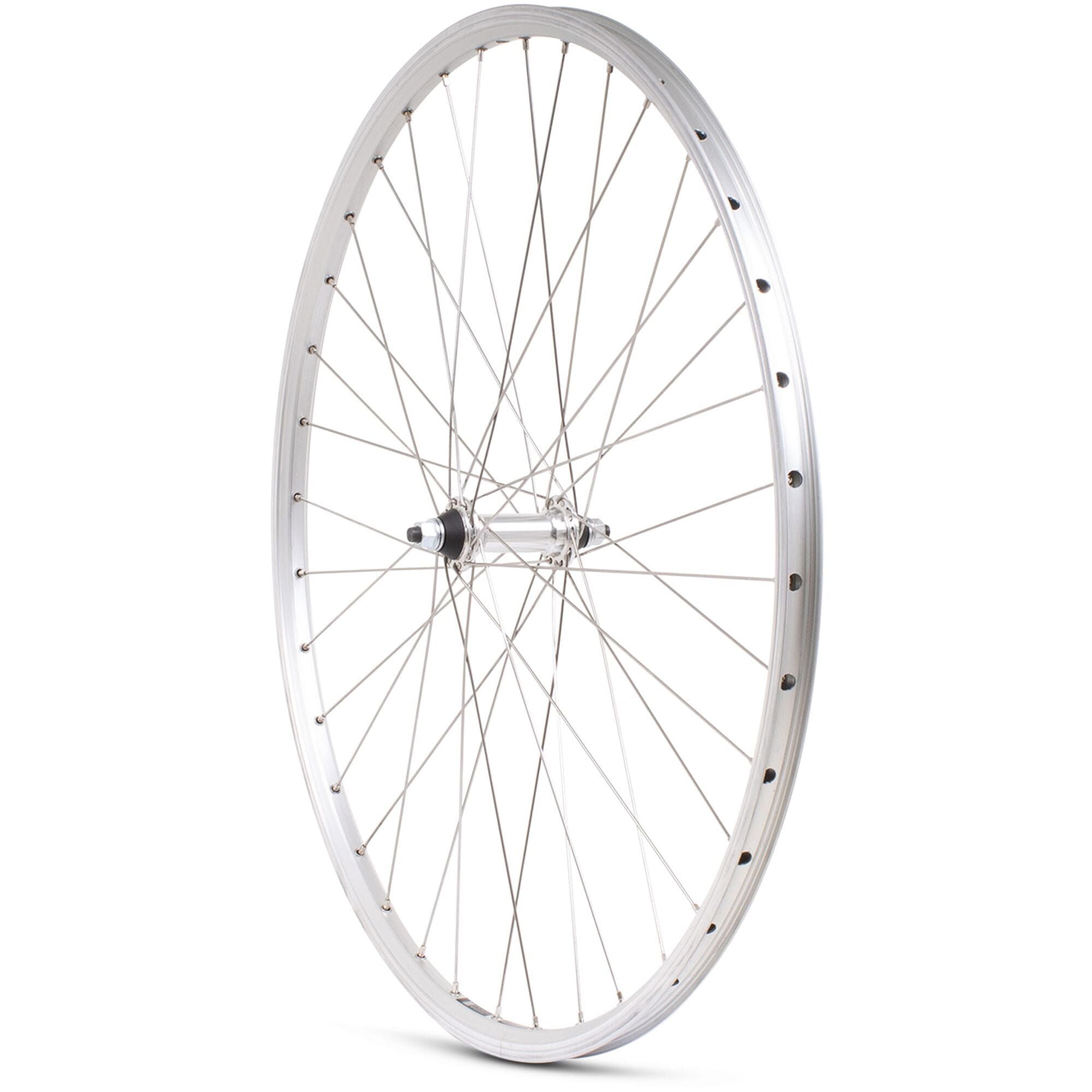 Silver M Part Wheels hybrid front solid axle wheel with 700c rim for rim brake bikes, designed for durability and performance.