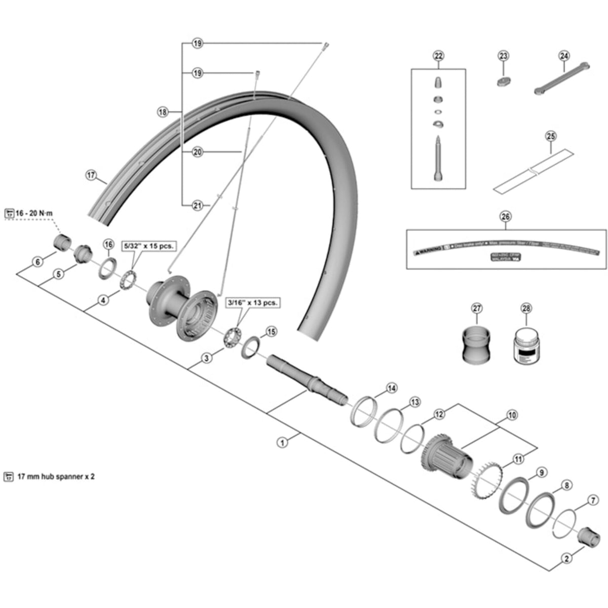 Shimano Spares WH-RX880-TL-R12 complete hub axle