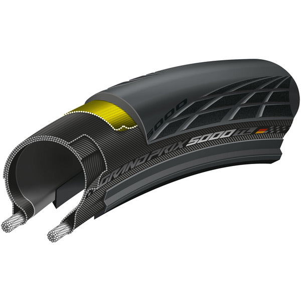 Continental Grand Prix 5000 TL Folding Road Bike Tyre with BlackChili Compound