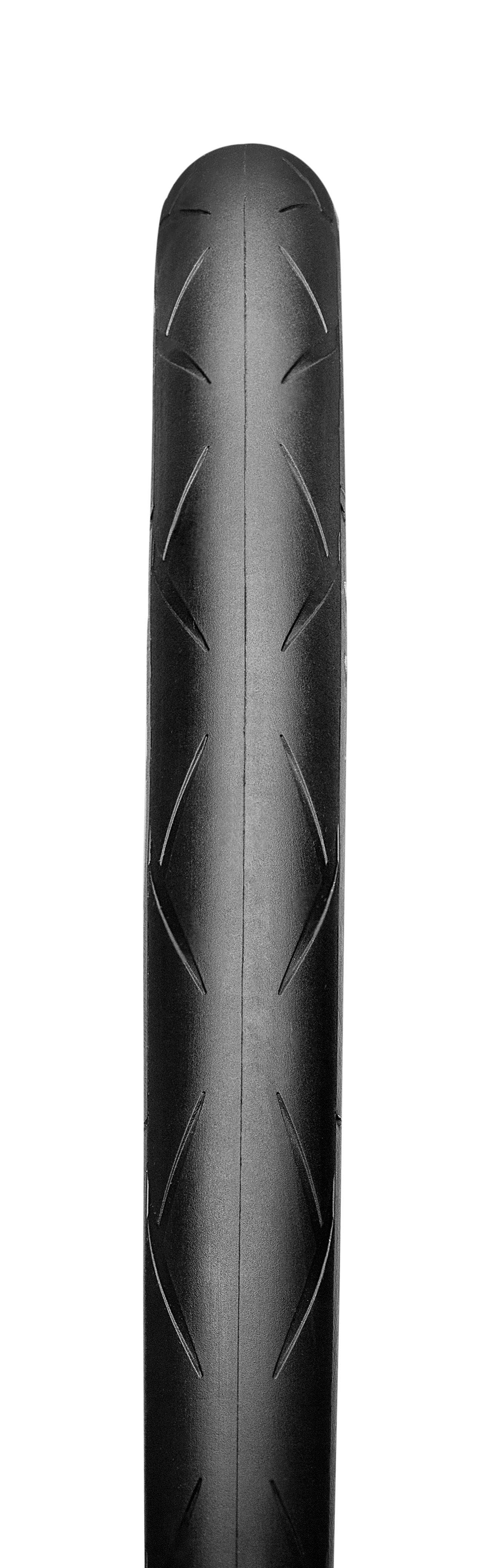 Hutchinson Blackbird tubeless ready road tyre in black, showing the high-performance rubber tread and sidewall detail.