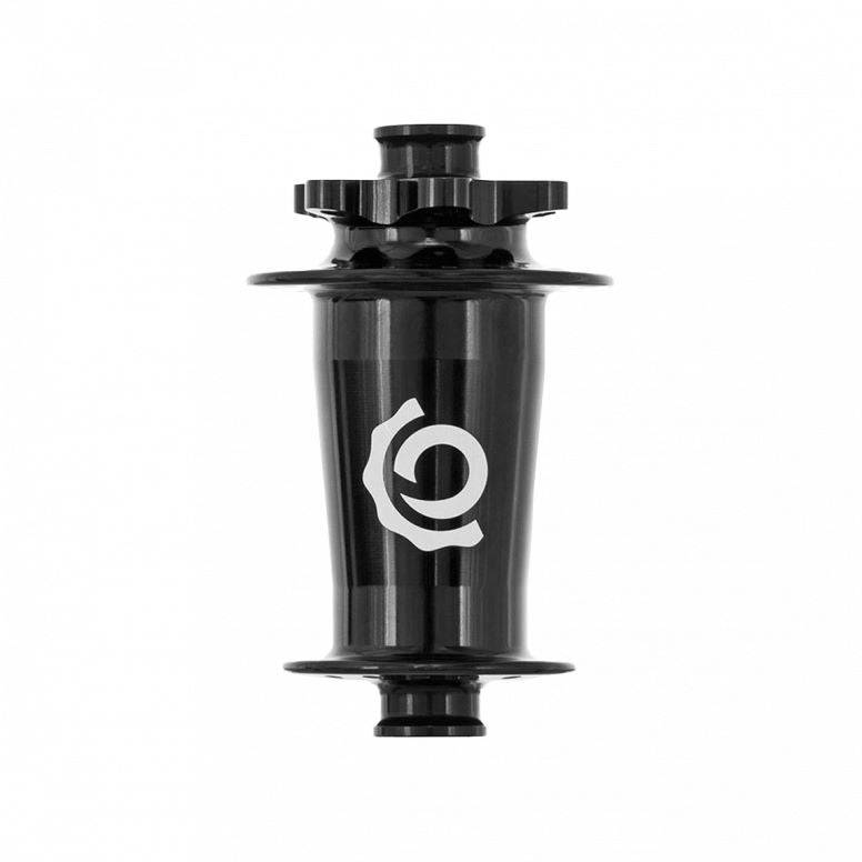 Crankbrothers I9 Hydra front downhill hub with 28 spokes, 20x110mm black component for mountain biking and downhill riding.