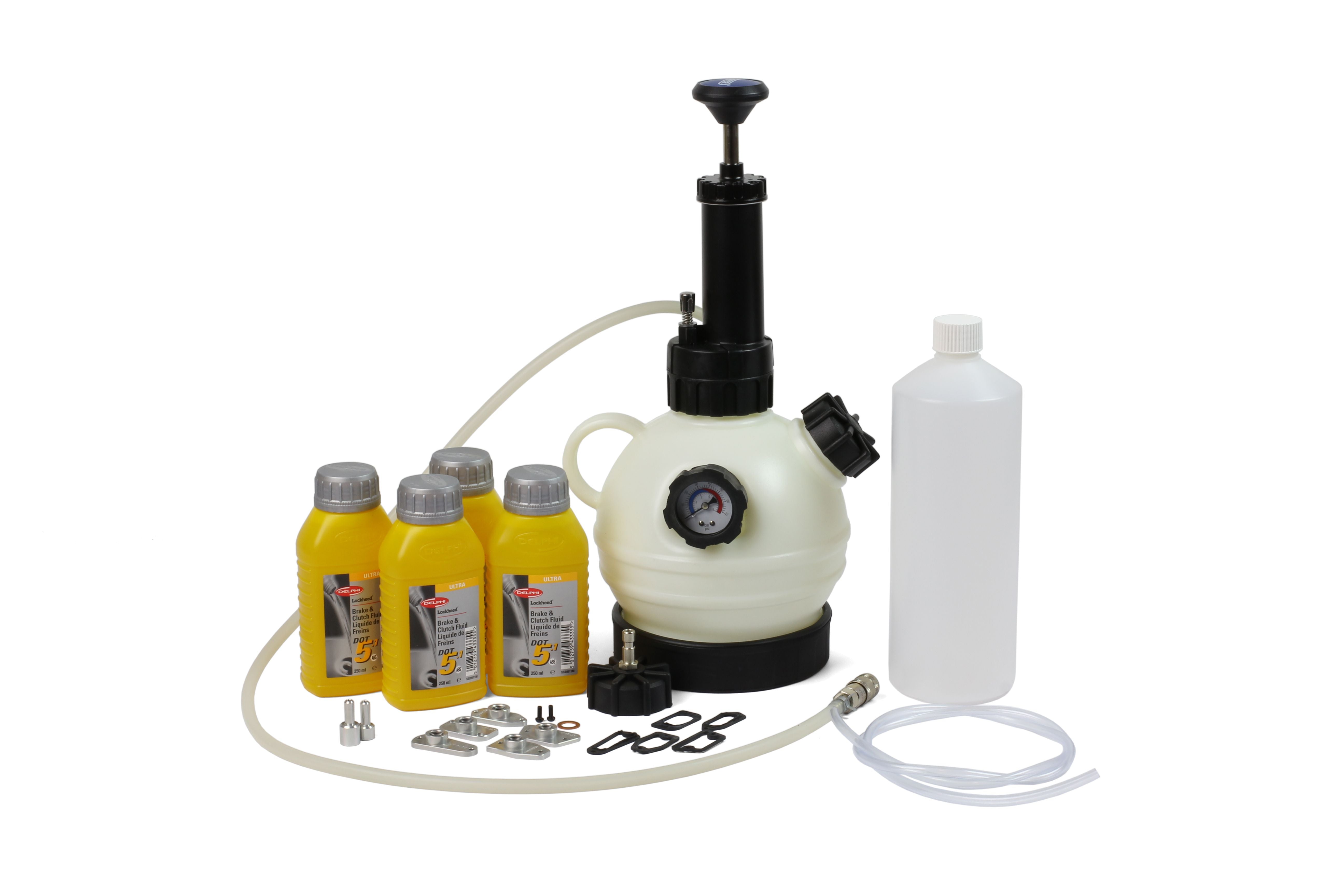 Hope Workshop bleed kit for hydraulic brakes, includes tools for efficient brake maintenance and repair, with hoses and fittings.