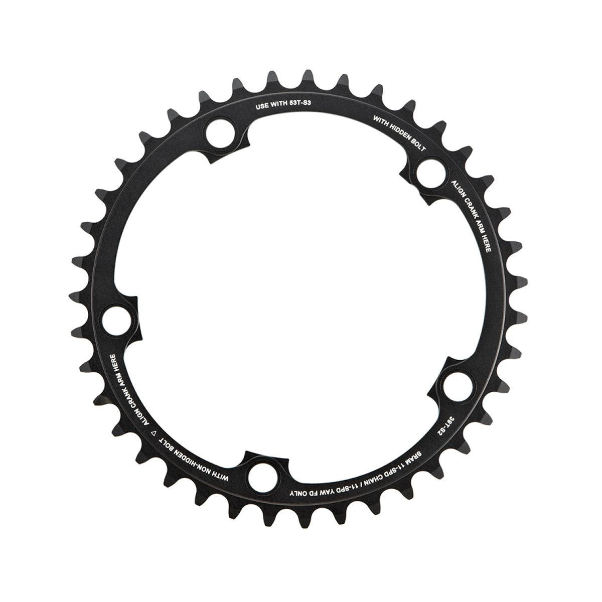Sram Chain Ring Road X-Glide R 39T Yaw S2 130 Alum 3Mm Blast Black (53-39) Chain Ring