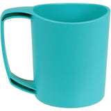 Lifeventure Ellipse Mug 355ml BPA-free travel cup for hot and cold drinks, shown in outdoor setting with a sleek design.